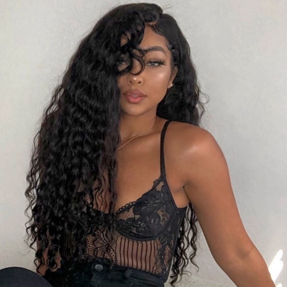 22”  100% HUMAN BRAZILIAN DEEP WAVE  LACEFRONT WIG